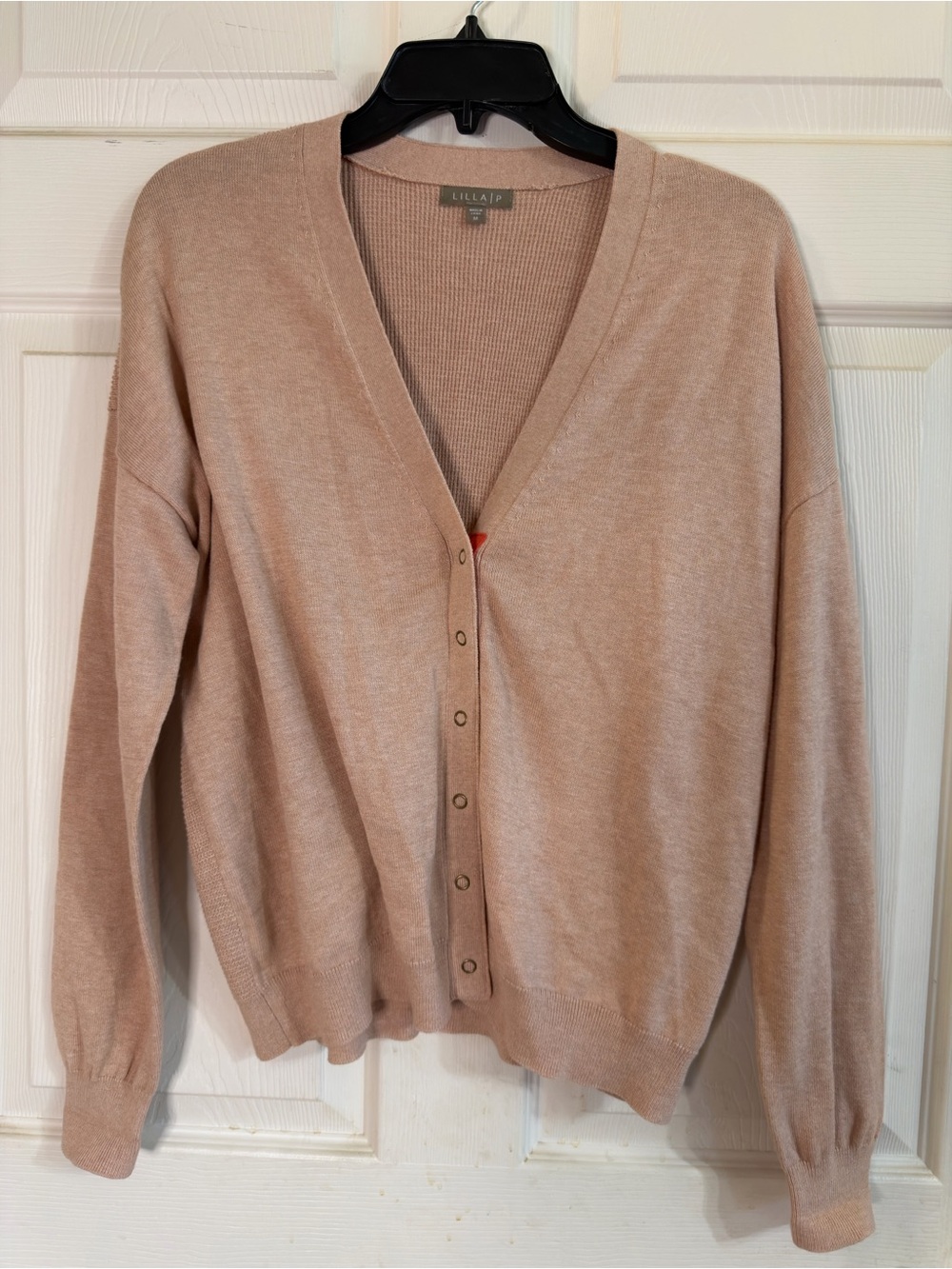 Lilla P Women's Cotton Blend Beige Sweater Cardigan Sz M EUC